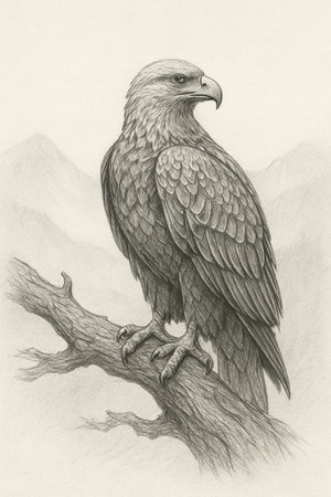 Bald eagle pencil sketchの素材