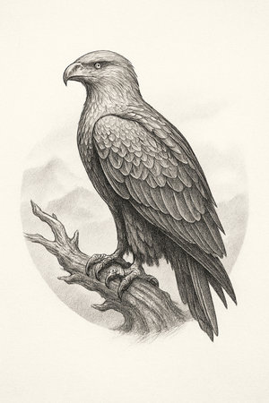 Bald eagle pencil sketchの素材