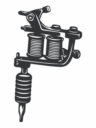 Vintage illustration of a coil tattoo machineのイラスト素材