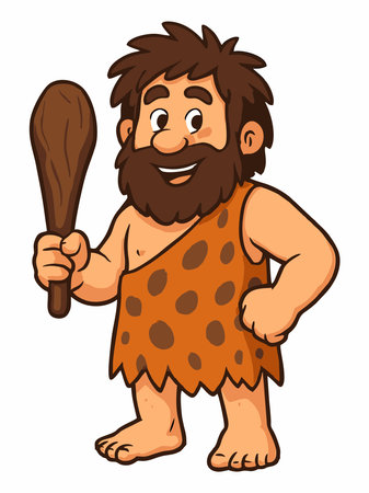 Cartoon illustration of a caveman or person from the stone ageのイラスト素材