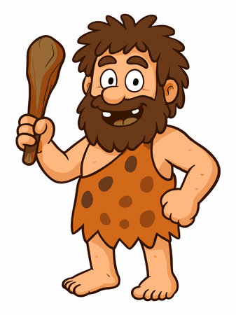 Cartoon illustration of a caveman or person from the stone ageのイラスト素材