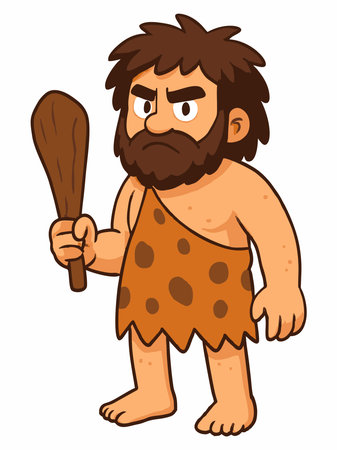 Cartoon illustration of a caveman or person from the stone ageのイラスト素材