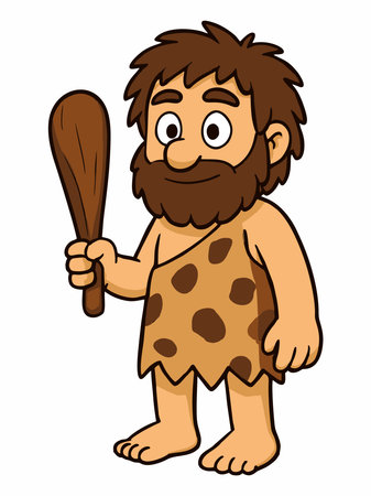 Cartoon illustration of a caveman or person from the stone ageのイラスト素材