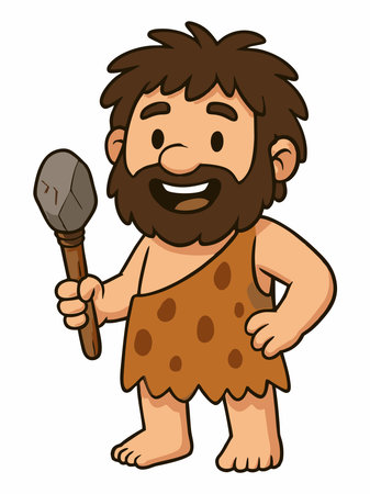 Cartoon illustration of a caveman or person from the stone ageのイラスト素材