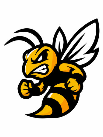 Illustration of a bold cartoon bee mascotのイラスト素材