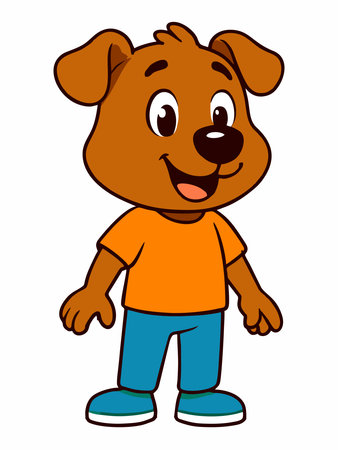 Illustration of cute animal cartoon characters standing and smilingのイラスト素材