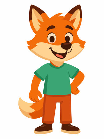 Illustration of cute animal cartoon characters standing and smilingのイラスト素材