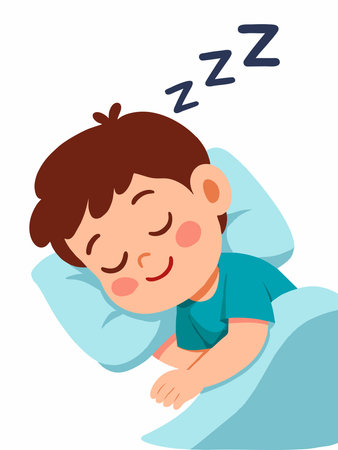 Illustration of a boy sleeping soundly.のイラスト素材