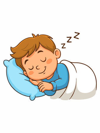 Illustration of a boy sleeping soundly.のイラスト素材
