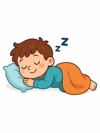Illustration of a boy sleeping soundly.のイラスト素材