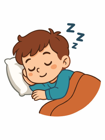 Illustration of a boy sleeping soundly.のイラスト素材