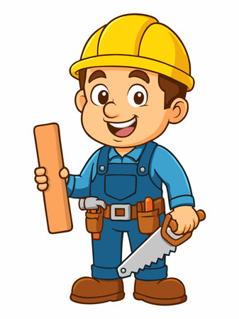 Cartoon illustration of a carpenterのイラスト素材
