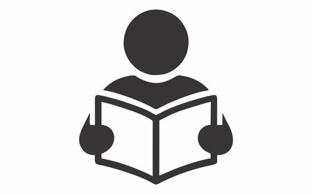 Silhouette icon of a person reading a bookのイラスト素材