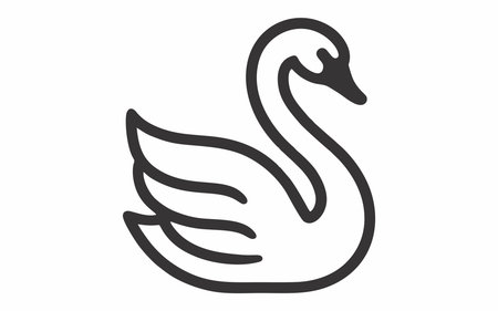 Simple line illustration of a white swanのイラスト素材