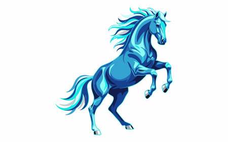 Vector illustration of a blue horse standing upright.のイラスト素材