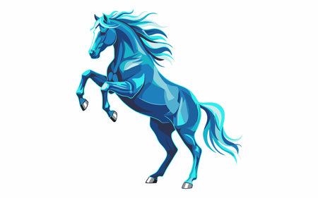 Vector illustration of a blue horse standing upright.のイラスト素材