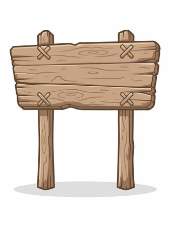 Illustration of a wooden road signのイラスト素材