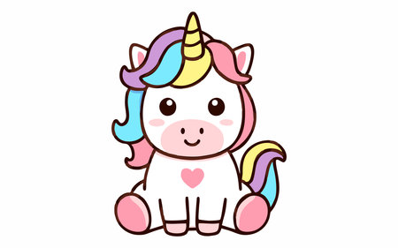 Cute Unicorn cartoon illustrationのイラスト素材