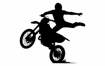 Illustration of a silhouette of a motocross riderのイラスト素材
