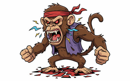 Angry Gorilla Mascot Illustration with Aggressive Expressionのイラスト素材