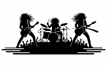 Vector illustration of a silhouette of a rock bandのイラスト素材