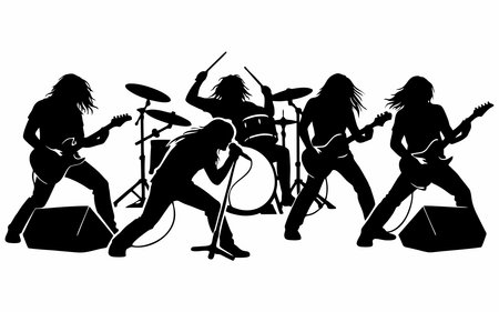 Vector illustration of a silhouette of a rock bandのイラスト素材