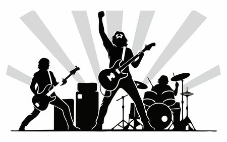 Vector illustration of a silhouette of a rock bandのイラスト素材