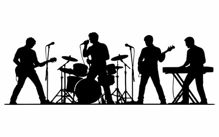 Vector illustration of a silhouette of a rock bandのイラスト素材