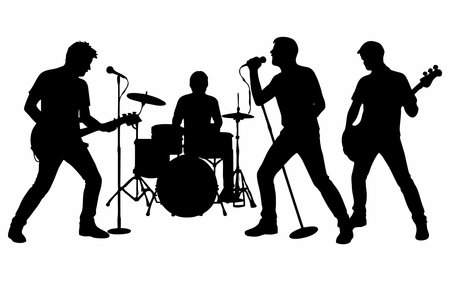 Vector illustration of a silhouette of a rock bandのイラスト素材