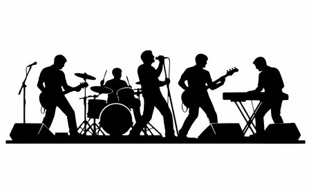 Vector illustration of a silhouette of a rock bandのイラスト素材