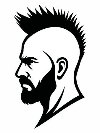 Punk Style Man Side Profile Silhouette Vector Illustrationのイラスト素材