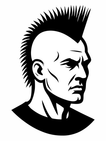 Punk Style Man Side Profile Silhouette Vector Illustrationのイラスト素材