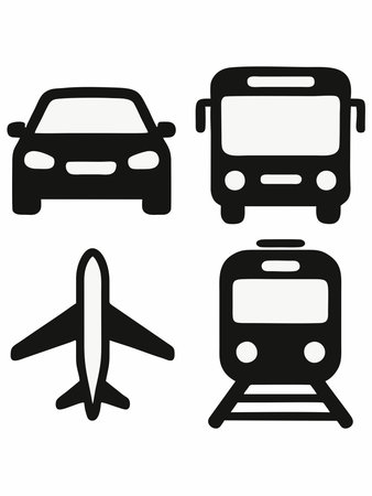 Cute Transportation Vehicles Icon Set Vector Illustrationのイラスト素材