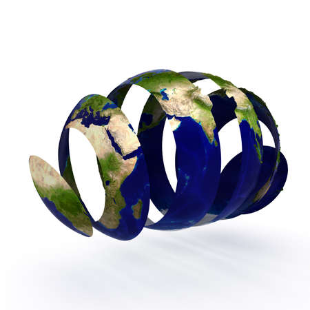 slice of the world on a white backgroundの写真素材