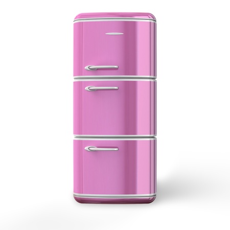 Pink a retro the fridge. 3d image. Isolated white background. the fridgeの写真素材