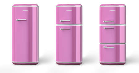 Pink a retro the fridge. 3d image. Isolated white background. the fridgeの写真素材