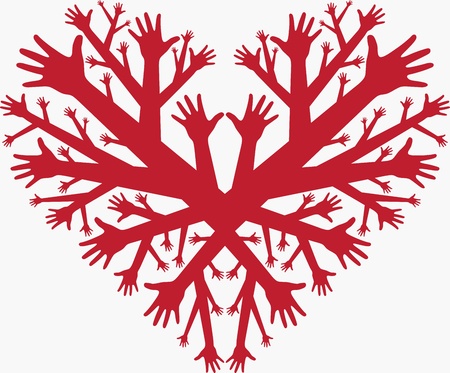 hearth of hands on white bacground. vector.のイラスト素材