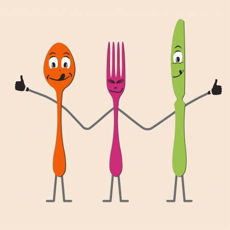 Spoon knife and fork cartoonのイラスト素材