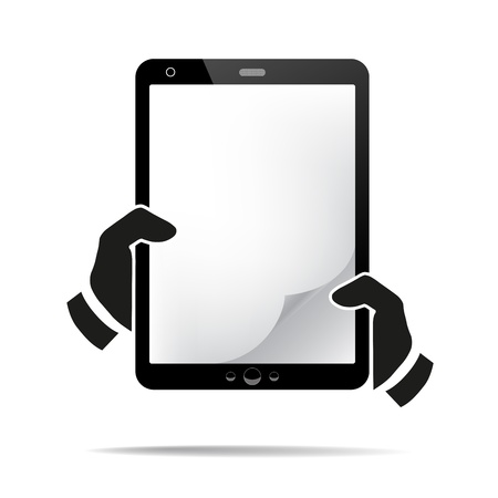 Hands holding a tablet with isolated screenのイラスト素材