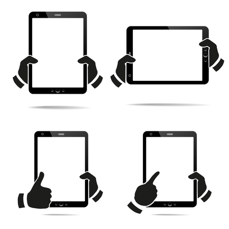 Hands holding a tablet with isolated screenのイラスト素材