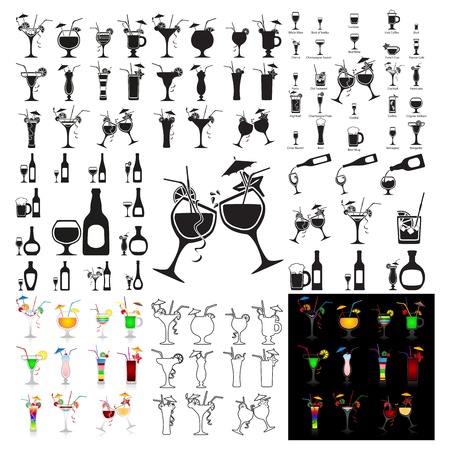 Set of cocktails on white backgroundのイラスト素材