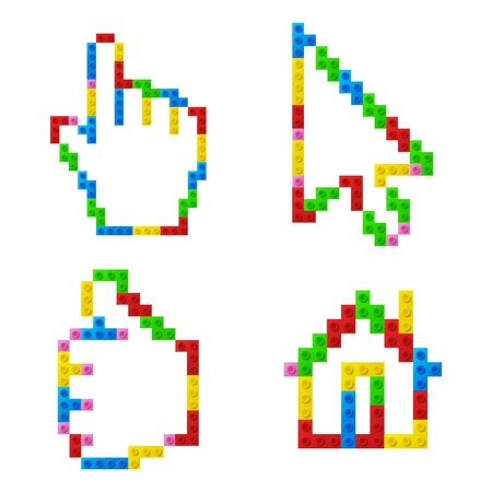 Set of icons from plastic toy blocksのイラスト素材