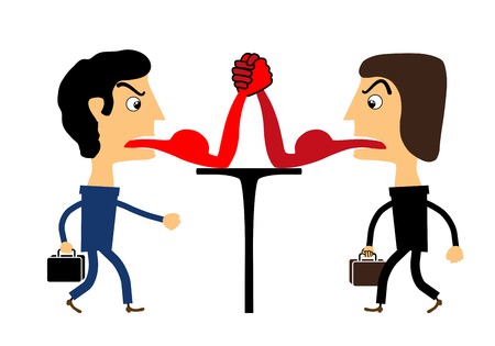 two people fighting with their tongues. vectorのイラスト素材