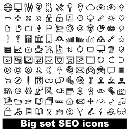 Set of SEO icons on white backgroundのイラスト素材