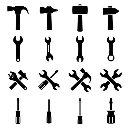 Set of icons of tools on white backgroundのイラスト素材