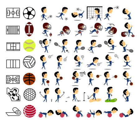 sports icons set on white backgroundのイラスト素材