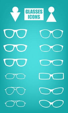 glasses icons on white background. Vector illustrationのイラスト素材
