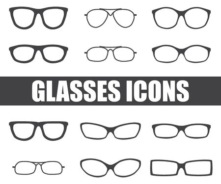 glasses icons on white background. Vector illustrationのイラスト素材