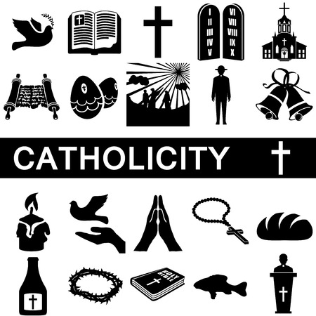 Icons collection for catholicity on white backgroundの写真素材