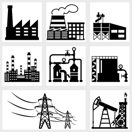 industry icons black vector energy factory powerのイラスト素材